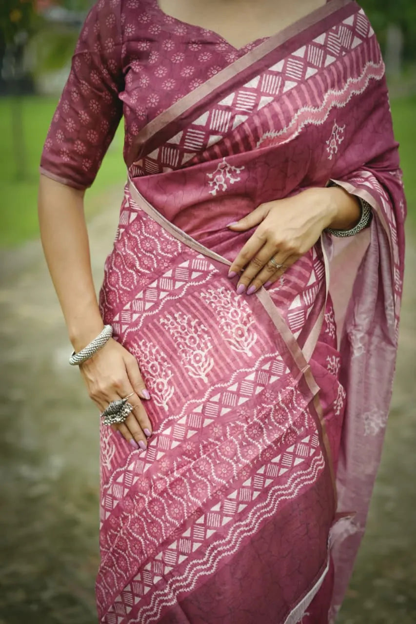 Tushana raw Dhanwari Cotton Saree