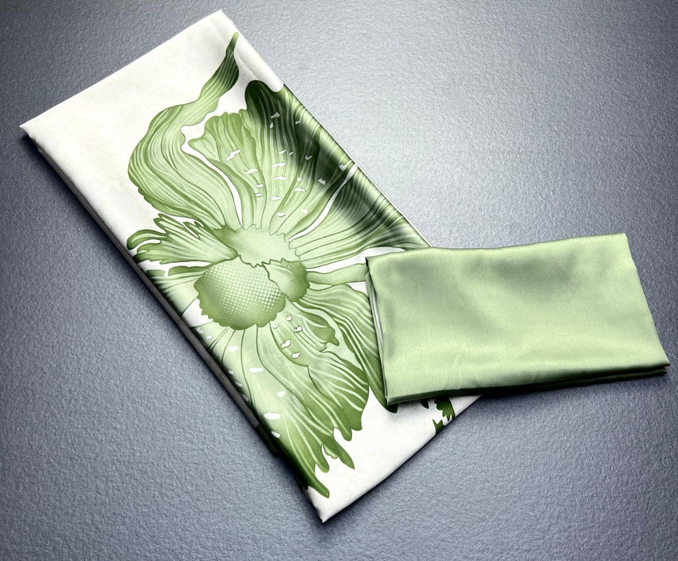Green Floral Digital Printed Japan Satin Saree