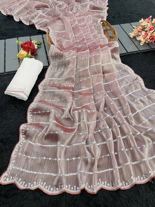 Beautiful chiffon silk saree with soft texture and elegant drape from Silksway.