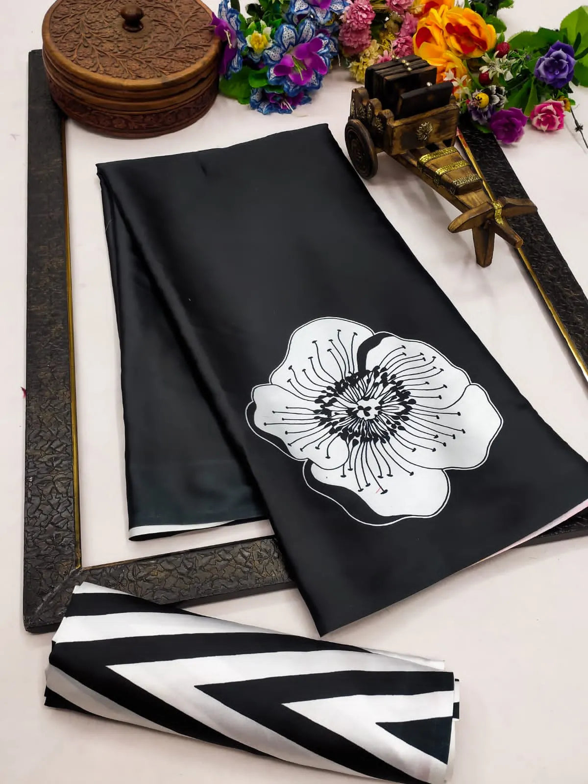 Buy Japan Satin Saree Black
