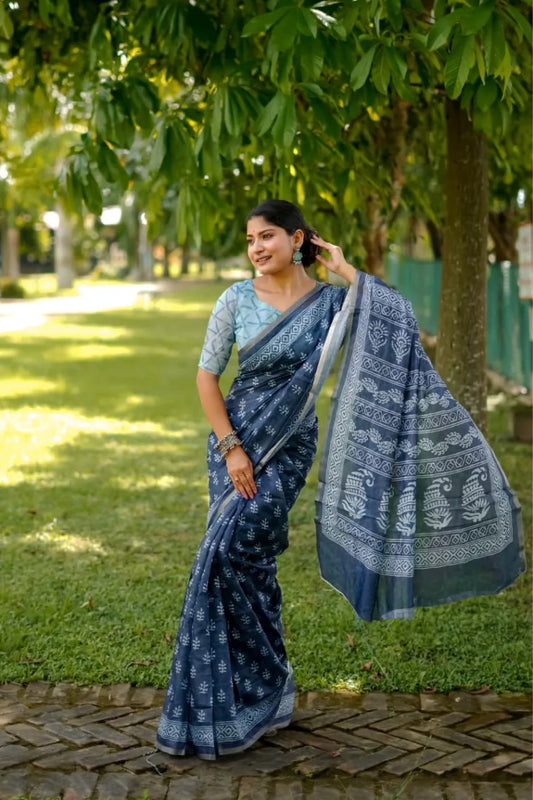 Tushana raw Dhanwari Cotton Saree