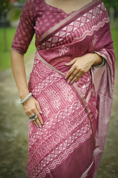 Tushana raw  Dhanwari Cotton Saree