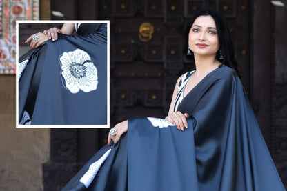 Digital Print Japan Satin Saree with Matching Blouse
