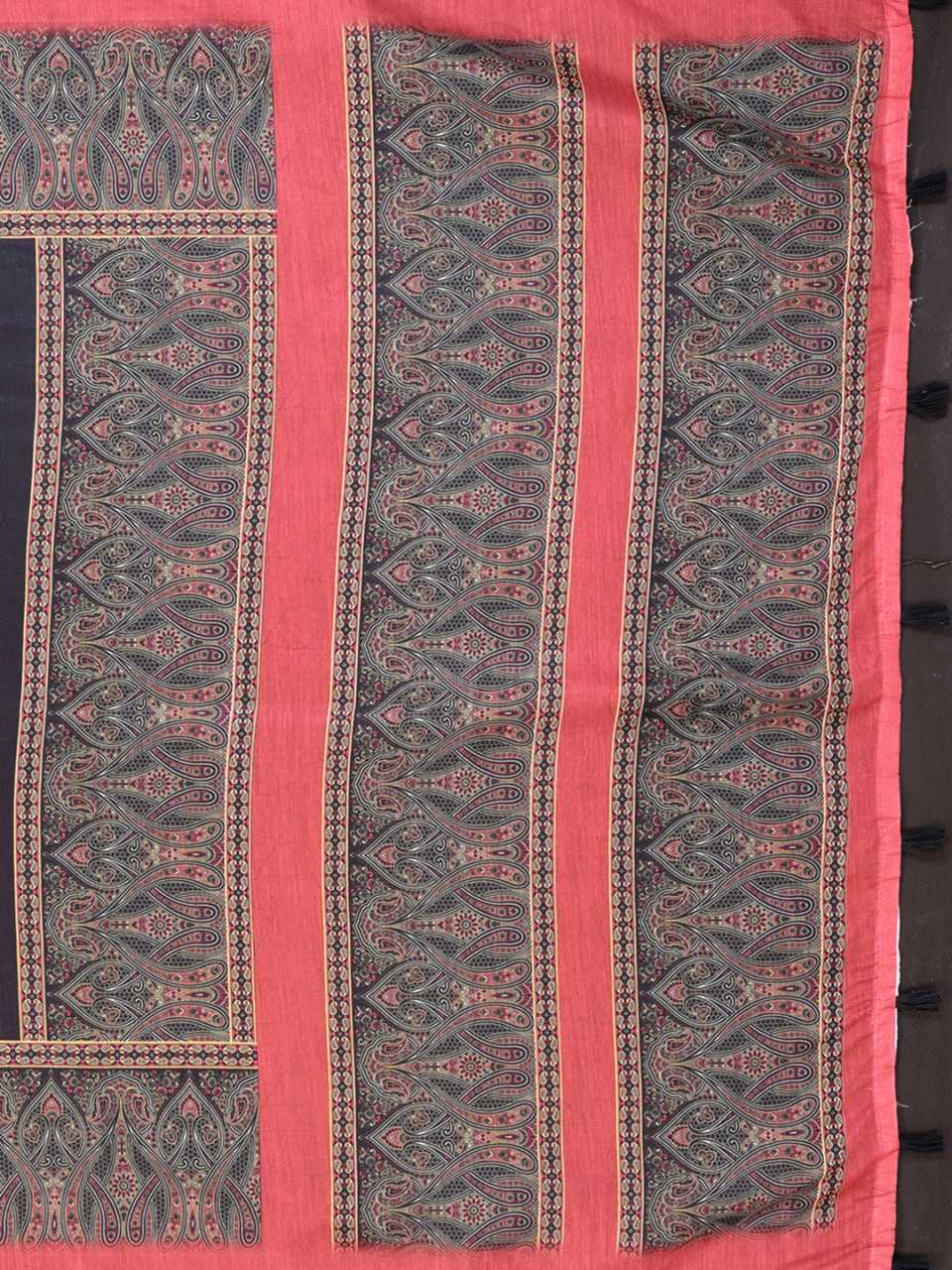 Red Woven Elegant  Chanderi Saree with Digital Leaf Print
