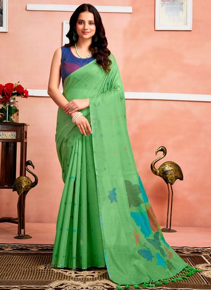 Pure Mul Cotton Saree with Hand Crafted Butterfly