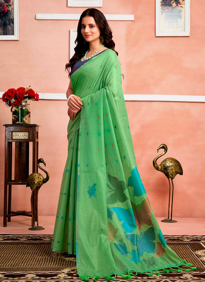 Pure Mul Cotton Saree with Hand Crafted Butterfly