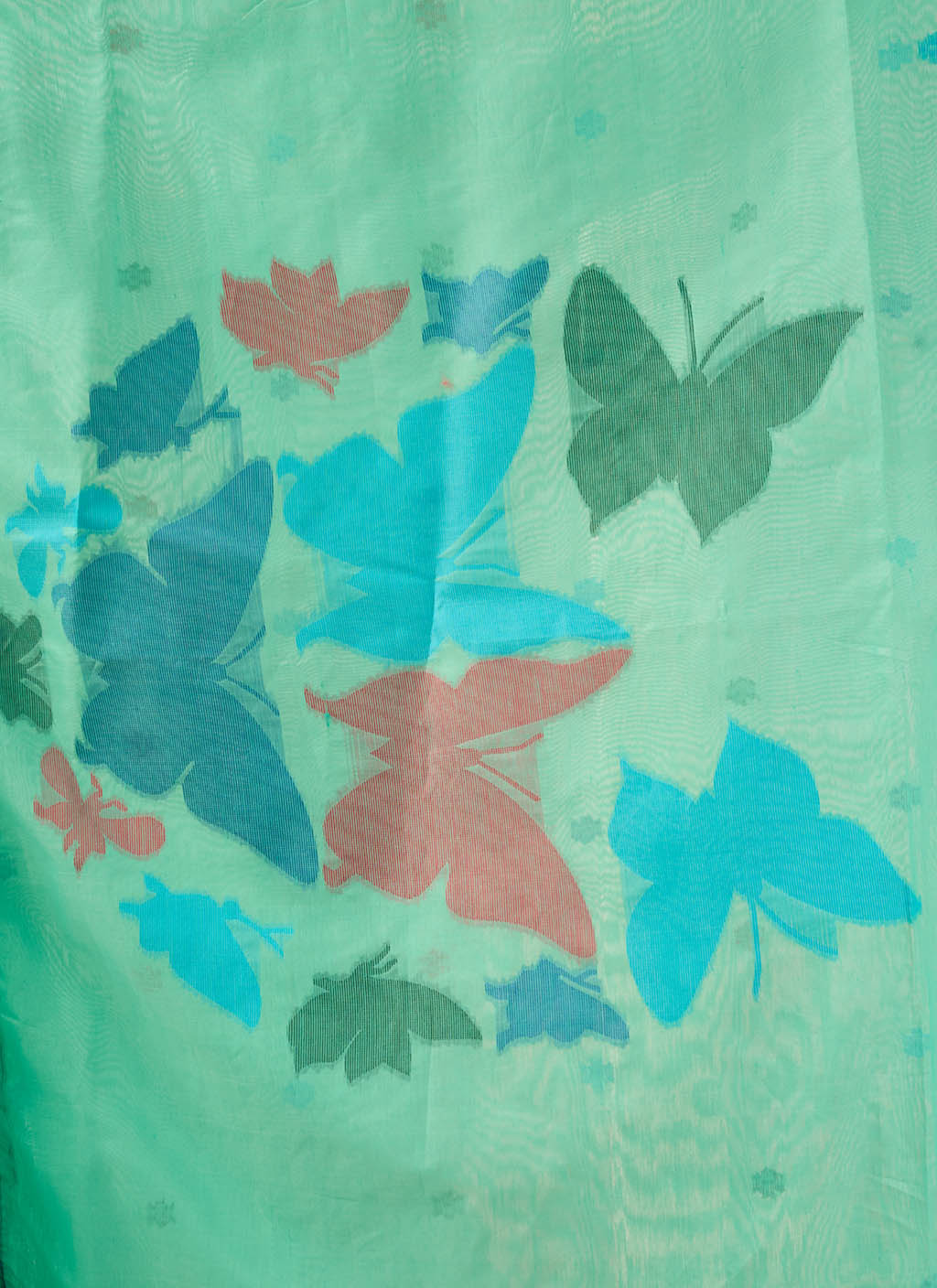 Woman wearing a pure Mul cotton saree showcasing its soft and lightweight fabric, ideal for comfortable daily wear.