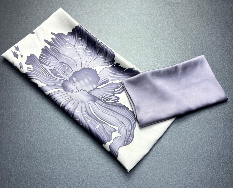 Grey Japan Satin Saree With Floral Print