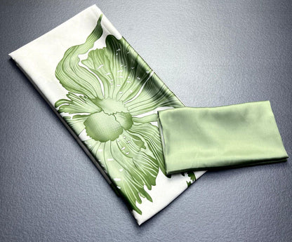 Green Floral Digital Printed Japan Satin Saree
