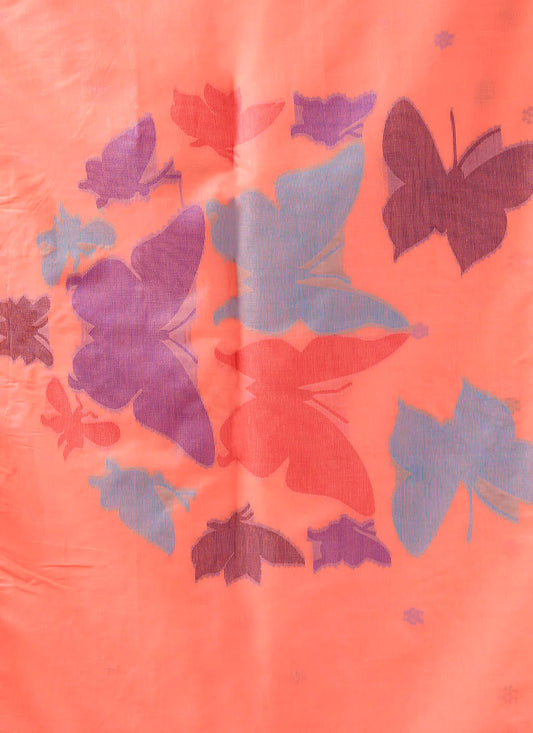 Close-up of a pure Mul cotton saree with soft texture, perfect for comfortable and stylish wear.