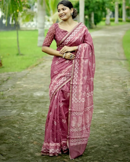 Tushana raw  Dhanwari Cotton Saree