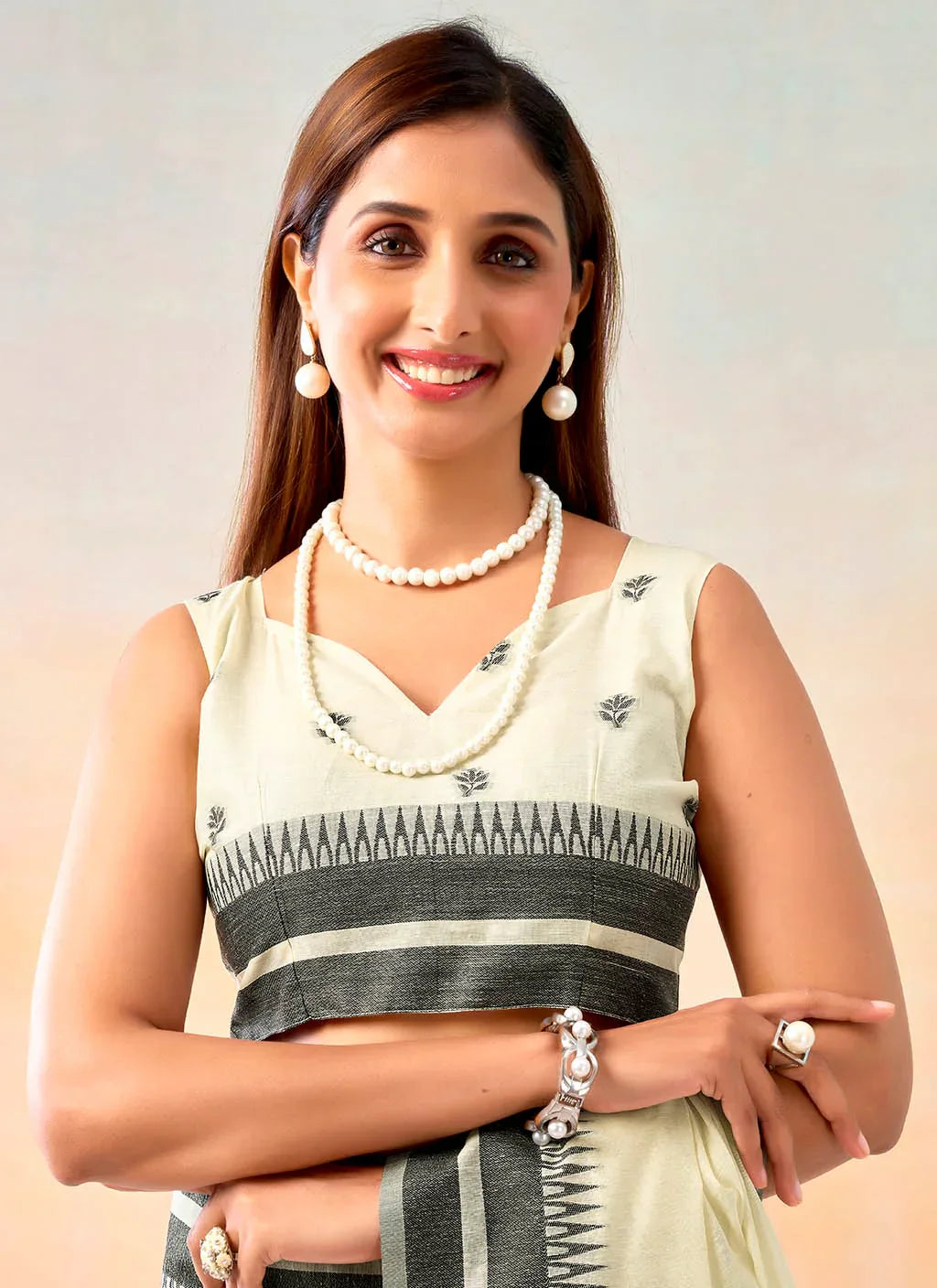 Soft and breathable spun cotton fabric in natural texture, ideal for everyday wear and comfort.