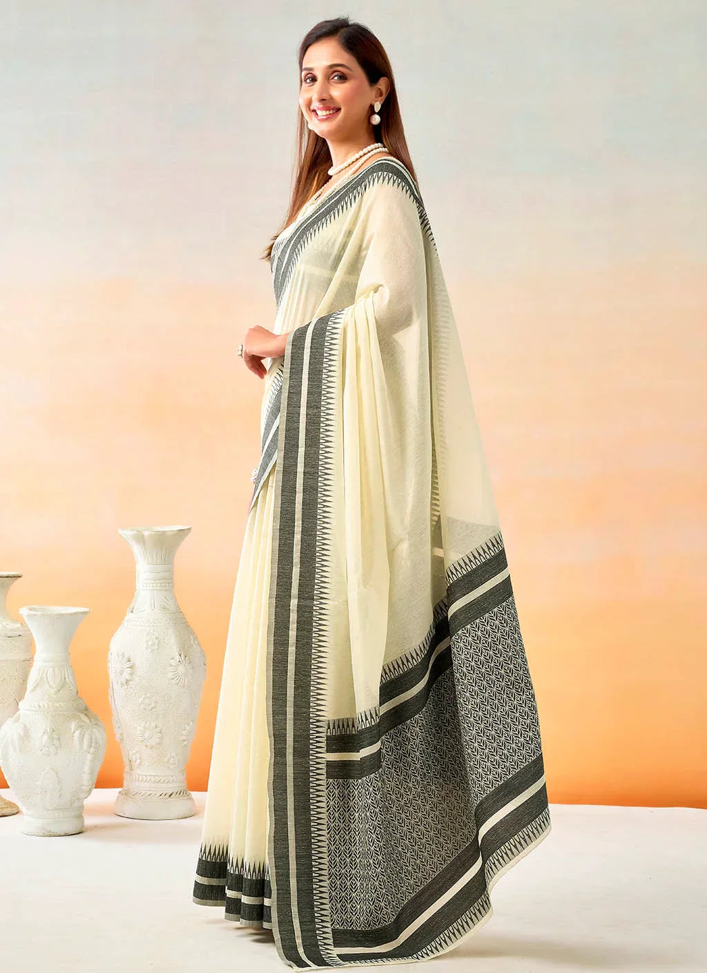 Soft and breathable spun cotton fabric in natural texture, ideal for everyday wear and comfort.