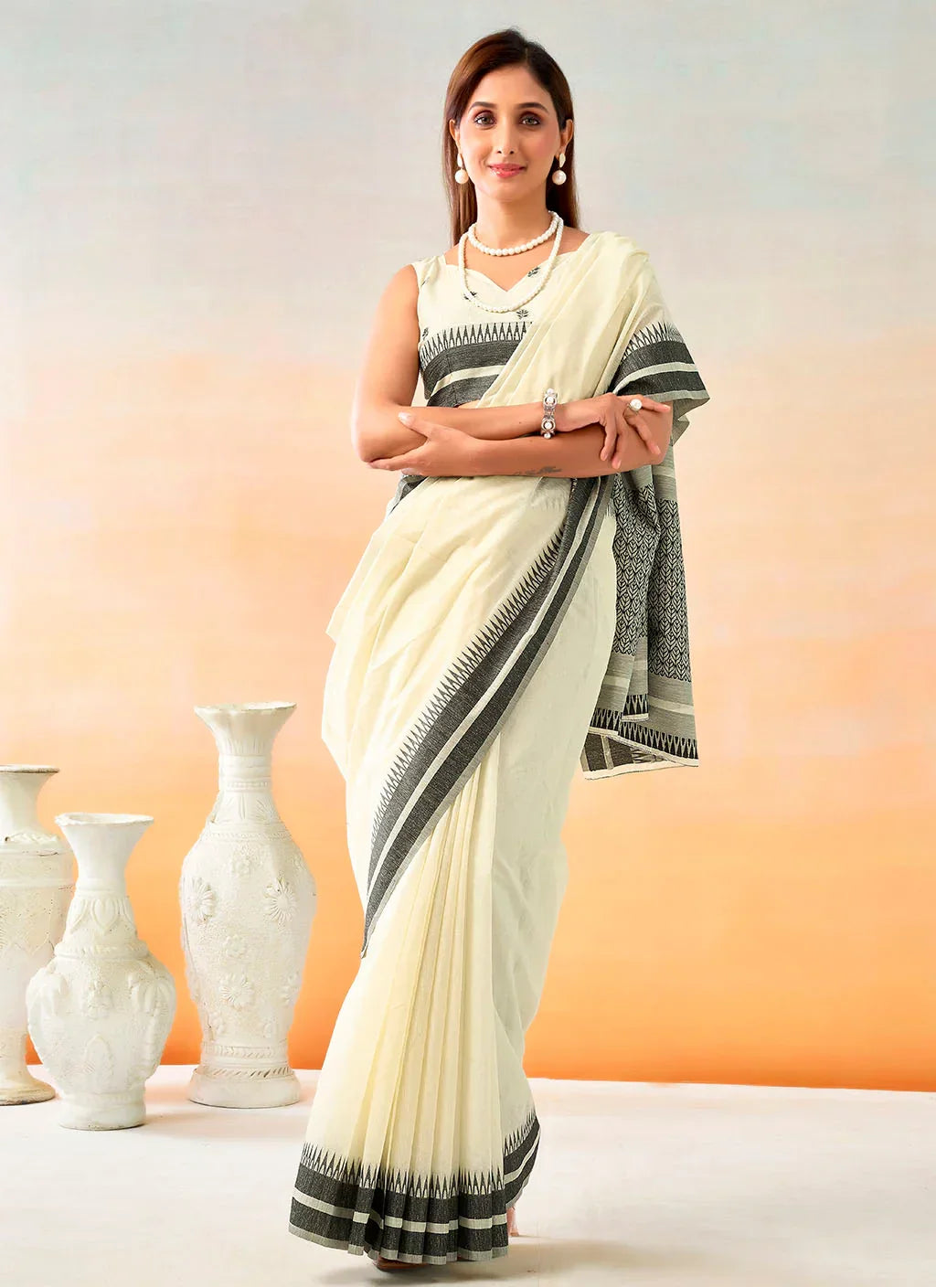 Soft and breathable spun cotton fabric in natural texture, ideal for everyday wear and comfort.