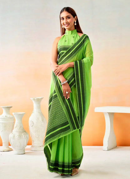 Pure Spun Cotton Handloom Style Temple Weave Border