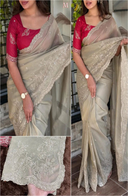 Elegant embroidered saree for women featuring intricate design and premium fabric, perfect for weddings, parties, and festive celebrations.