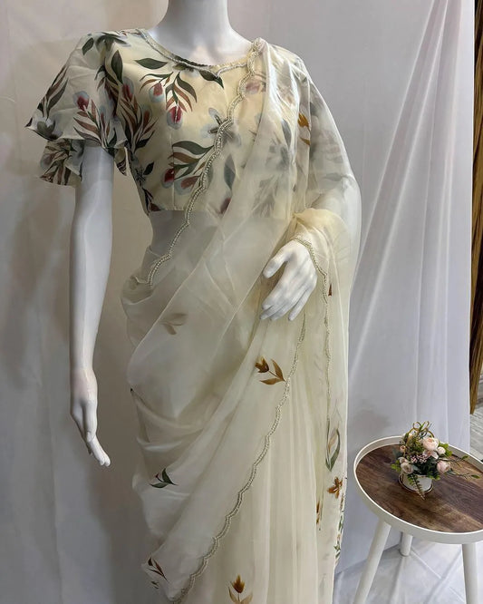 Soft organza saree in elegant design for festive and wedding occasions