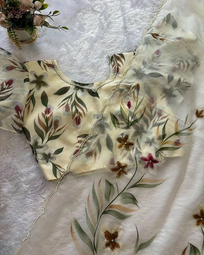 Soft organza saree in elegant design for festive and wedding occasions