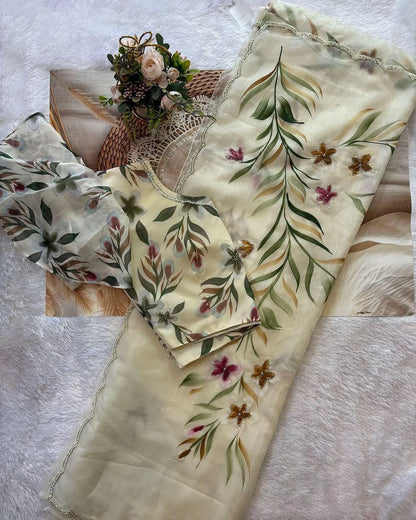 Soft organza saree in elegant design for festive and wedding occasions