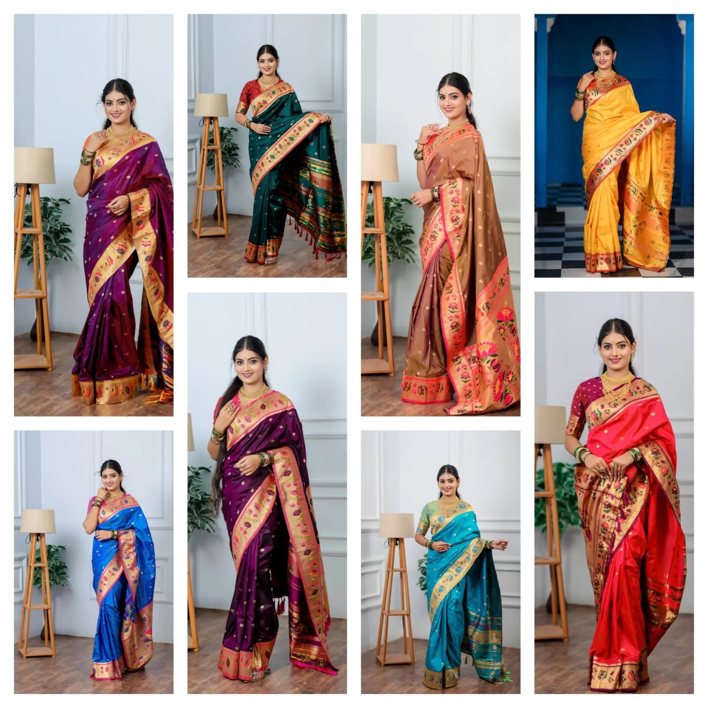 Paithani Saree Look | Traditional Blue Paithani with Gold Border