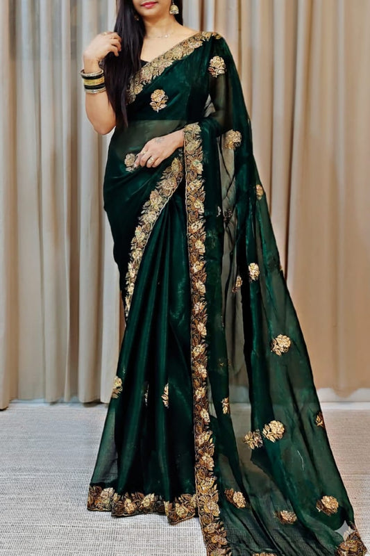 Stunning georgette saree with intricate stone work, perfect for festive and party wear from Silksway.