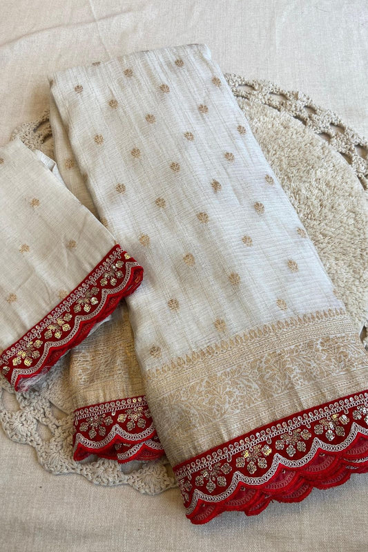 Pure Soft Banarasi Tissue Zari Crushed Silk Weaving Saree With Finest Zari Wooven Pallu