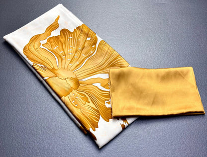Yellow Floral Digital Printed Japan Satin Saree
