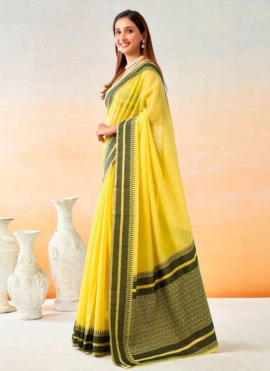 Pure Spun Cotton Handloom Style Temple Weave Border