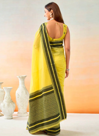 Pure Spun Cotton Handloom Style Temple Weave Border