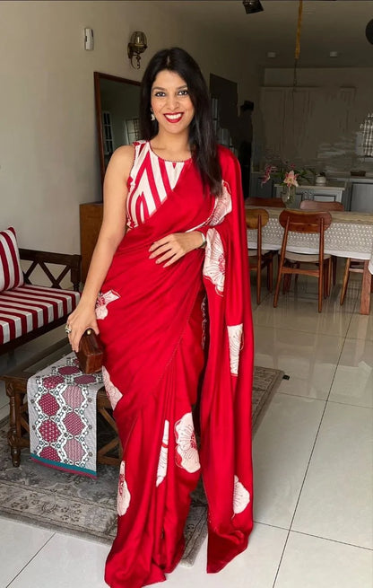 Buy Japan Satin Saree Red
