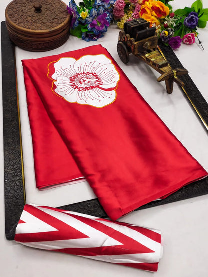 Buy Japan Satin Saree Red