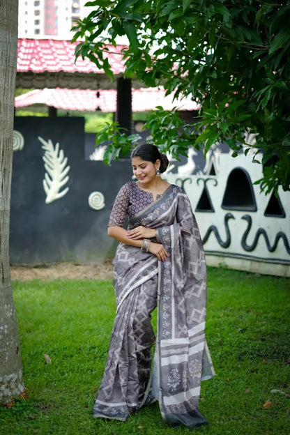 Tushana raw  Dhanwari Cotton Saree