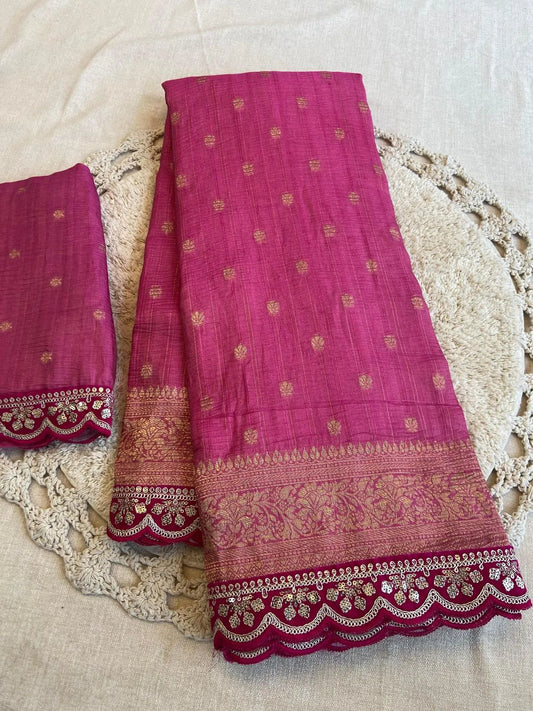 Pure Soft Banarasi Tissue Zari Crushed Silk Saree