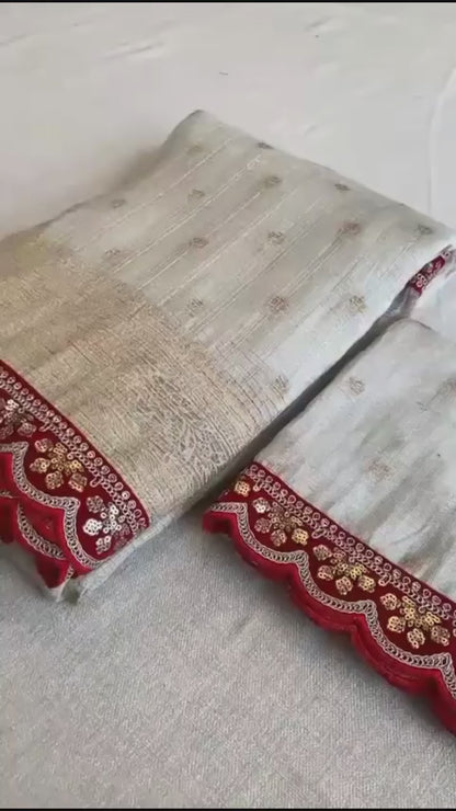 Pure Soft Banarasi Tissue Zari Crushed Silk Weaving Saree With Finest Zari Wooven Pallu