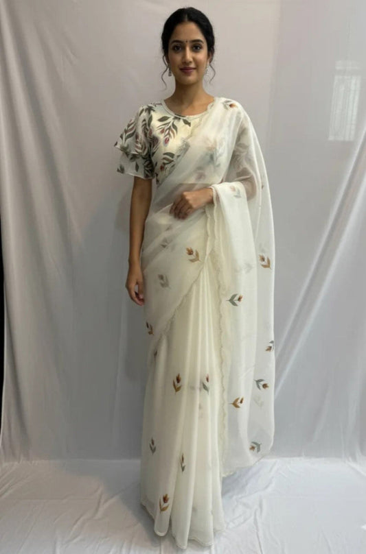 Soft organza saree in elegant design for festive and wedding occasions